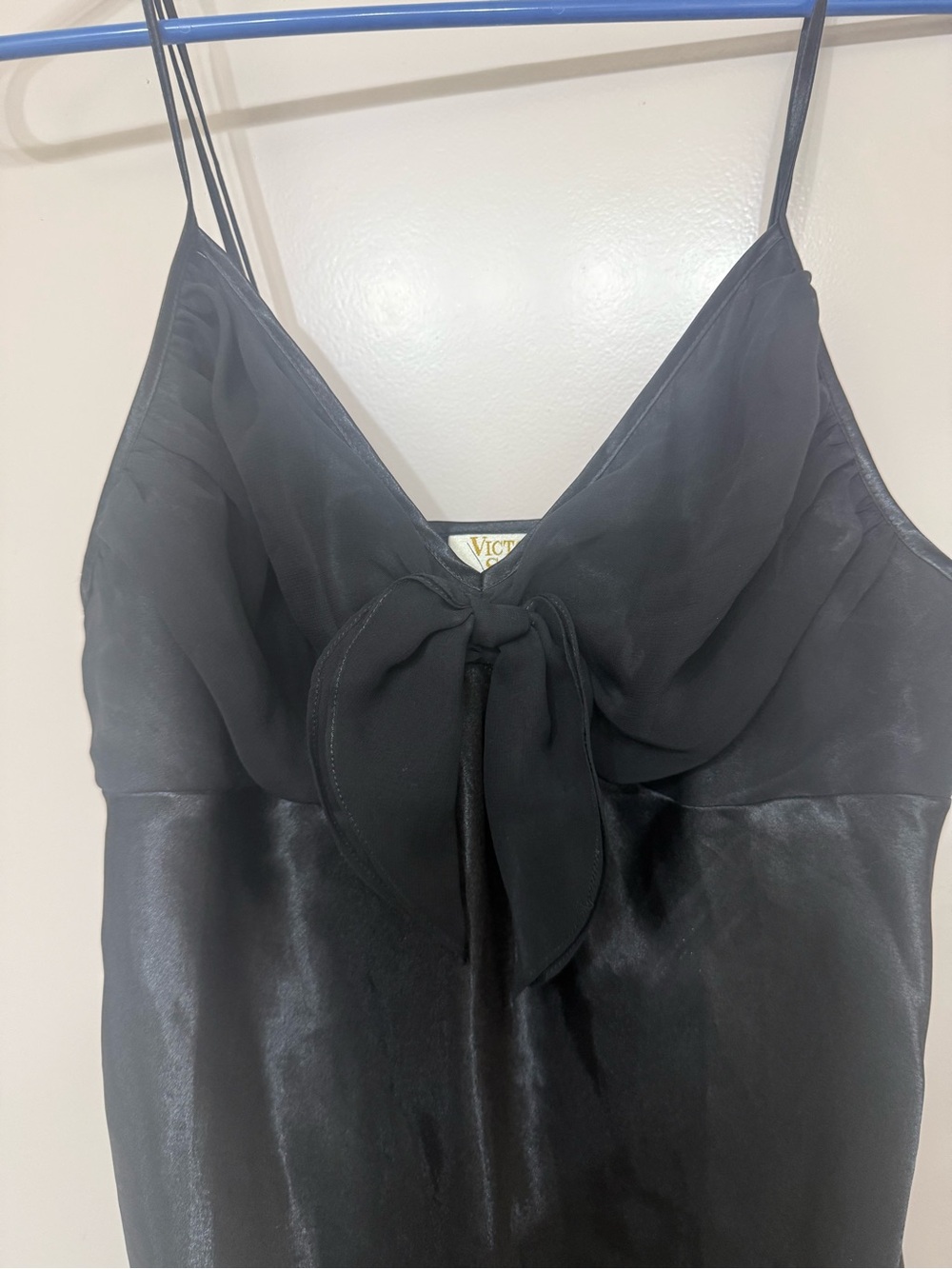 Victoria's Secret GOLD LABEL Black Satin Slip Gown with Bow Accent - Picture 2 of 5
